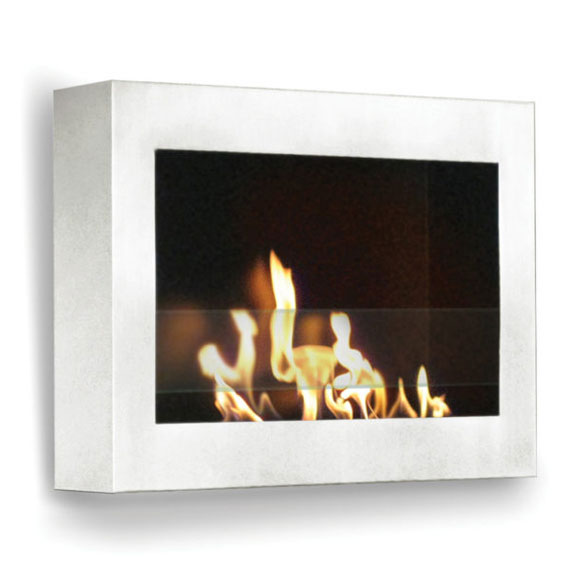 SoHo Wall Mount Ethanol Fireplace in White High Gloss OPEN BOX