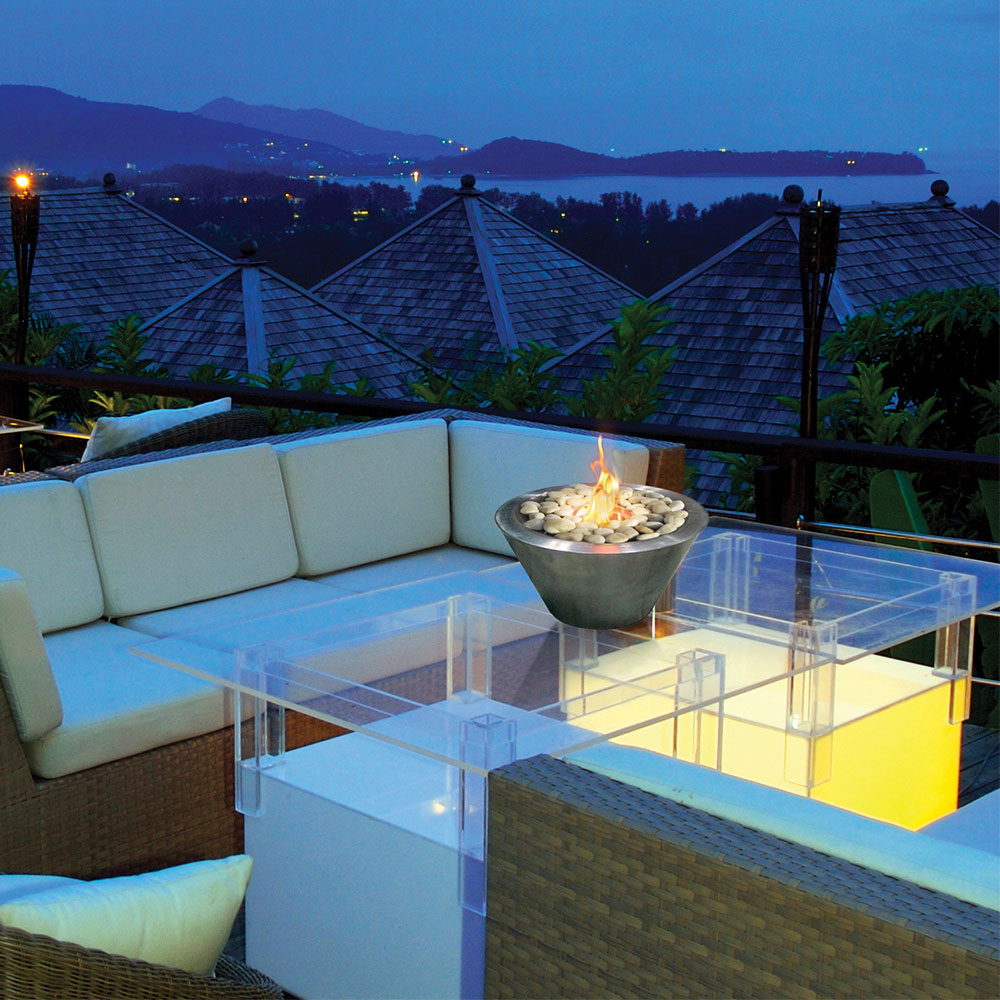 Anywhere Fireplace 90294 Oasis Indoor Outdoor Fireplace with Polished White Rocks Anywhere Fireplace 90294 Oasis Indoor Outdoor Fireplace with Polished White Rocks